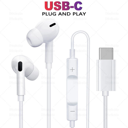 Original Wired Earphones For Apple iPhone 17 16 15 Pro Max 14 13 12 11 X XS XR Type C Lightning Headphones 3.5mm In-Ear Earbuds