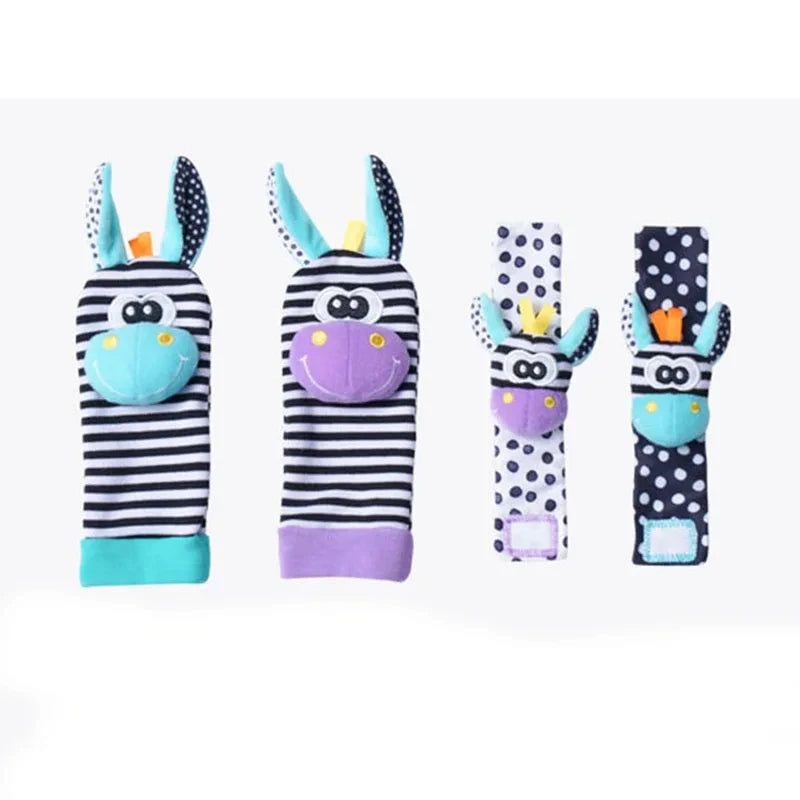 Baby Wrist Rattles Socks Newborn Animal Socks Infants Foot Finder Wrist Strap Baby Socks Sensory Toys Baby Toys 0-12 Months Gift