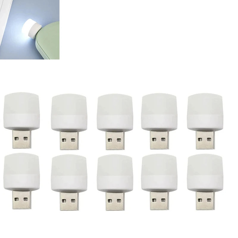 USB Night Light Mini LED Night Light USB Plug Lamp Power Bank Charging USB Book Lights Small Round Reading