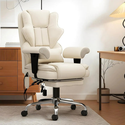 7-Point Massage Heated Office Chair with Footrest Ergonomic Adjustable Armrest for Office Study Gaming, Customized