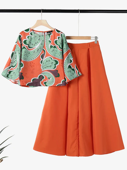 2025 ZANZEA Summer Trousers Suit Women 2PCS Outfit Stylish Work Matching Sets 3/4 Sleeve Printed Blouse Loose Wide Leg Pant Sets