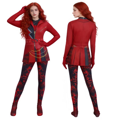 Descendants 5 Wicked Wonderland Red Princess Cosplay Costume Jumpsuit Women Halloween Party Costume