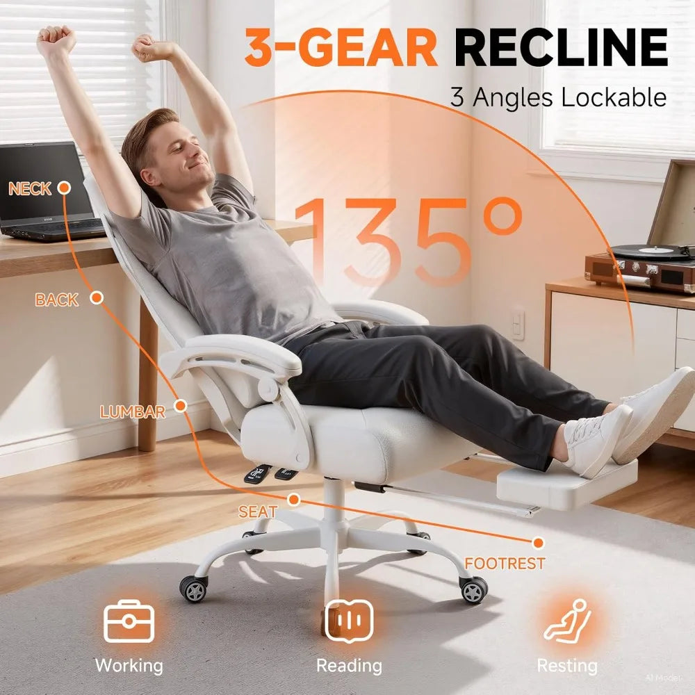 GTPLAYER Ergonomic Gaming Chair w/ Footrest, Mesh Office Chair, Reclining Desk Chair