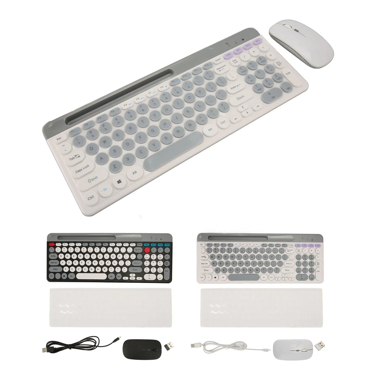 【New】Wireless Keyboard Mouse Set Rechargeable Retro  2.4G Wireless Bluetooth Keyboard Mouse Set Wireless PC Keyboard Mouse Set