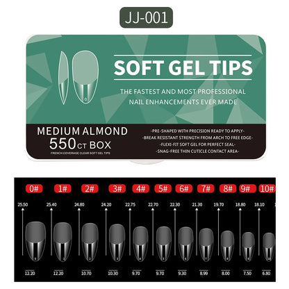 550pcs Translucent Frosted Nail Tips Soft Almond Coffin Square Acrylic Soft Full Cover False Nails Matte Press On Nails Manicure