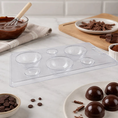 Hot Chocolate Sphere Molds 5Pcs 2 Sizes Hemisphere Food Grade PET Clear Moulds with Kraft Box for Cocoa Candy Soap