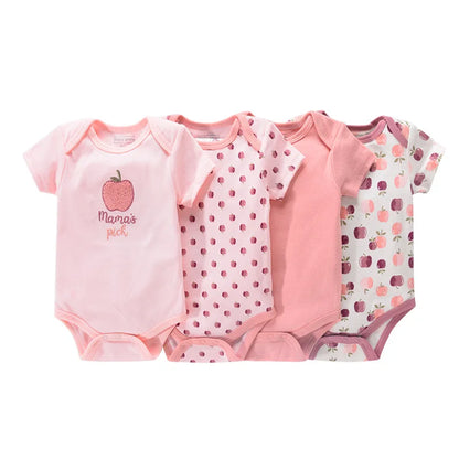 4pieces Newborn Baby Boy Clothes Cartoon Cotton Romper Summer Short