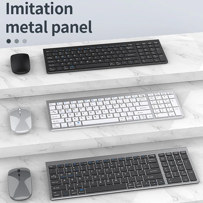 2.4G Wireless & bluetooth Keyboard Mouse Set Rechargeable Ultra-thin Computer Office Gaming Silent Slim Keyboard Mouse for ipad