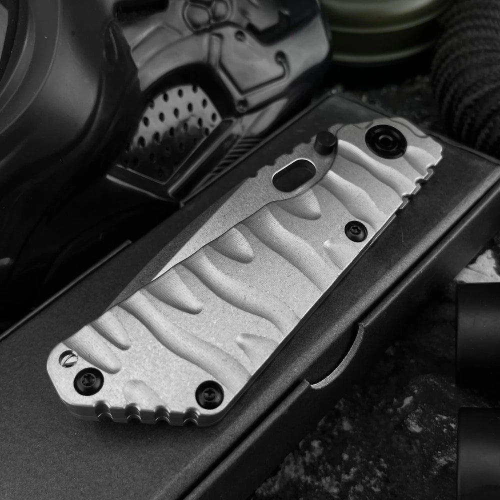 High-strength Manual Folding Knife, 3.54-inch D2 Blade TC4 Titanium Alloy Handle, Compact Pocket EDC Tool for Outdoor Activities