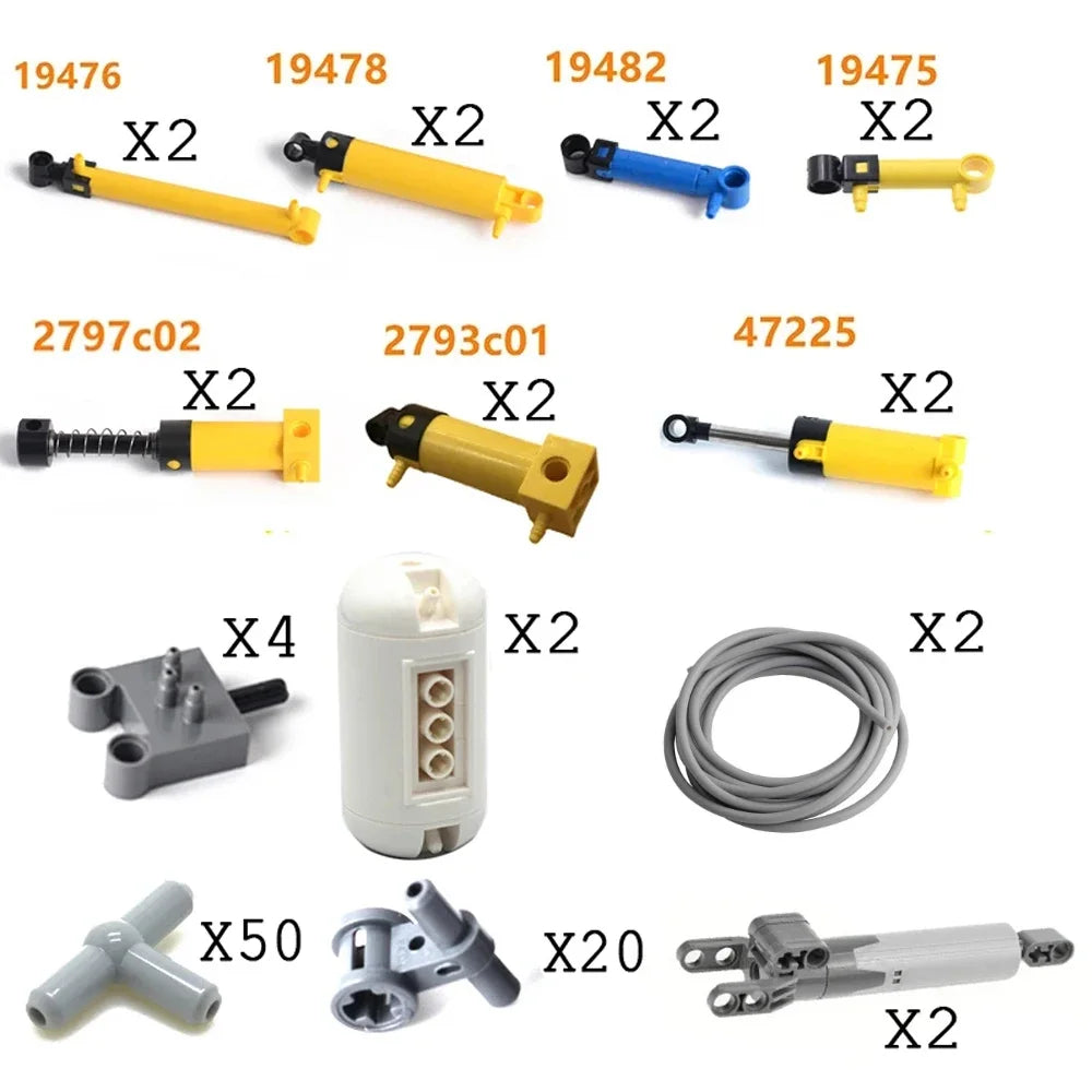 MOC Technical Hose Air Pump Tank Push Rod Putter Switch Piston Compatible With legoeds Pneumatic Parts 9641 42043 47225 61904