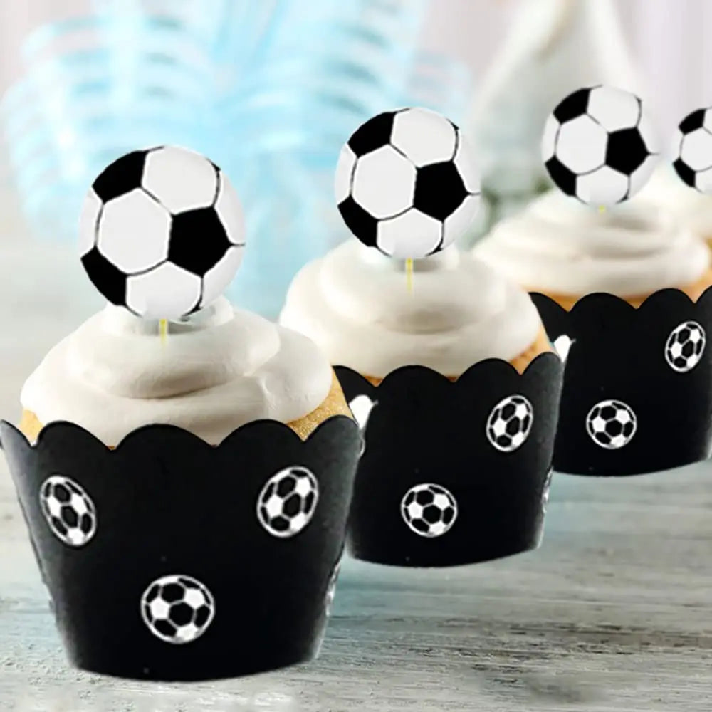 Soccer Ball Cake Topper Decorations Cupcakes Toppers Happy Birthday Sign Decor Football Theme Boy Girl Birthday Party Supplies