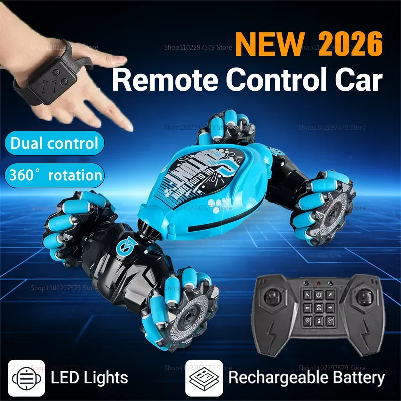 New 4WD RC Drift Car 360° Rotation Music LED Lights Gesture Remote Control Stunt Cars Climbing Off-Road Toys For Kids Teens Gift