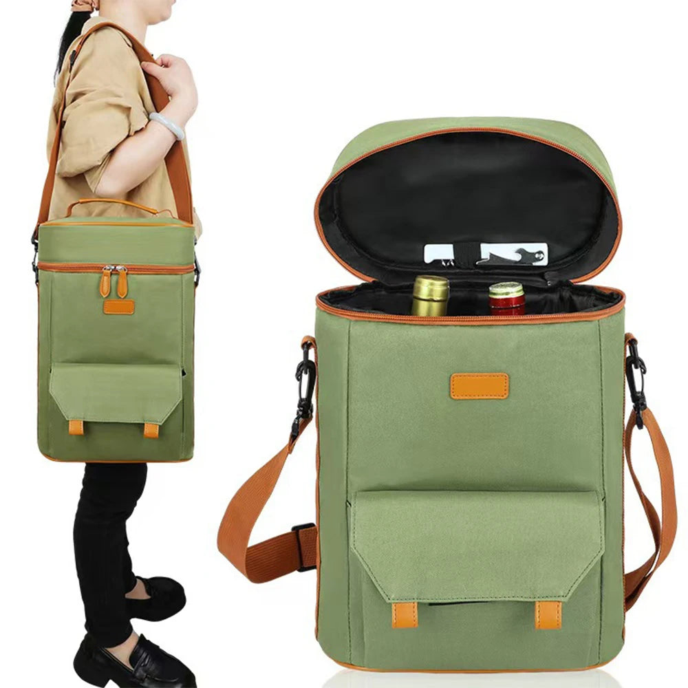Insulated Wine Bag Portable Cooler Bag for Outdoor Picnic Wine Preservation Thermal Wine Carrier
