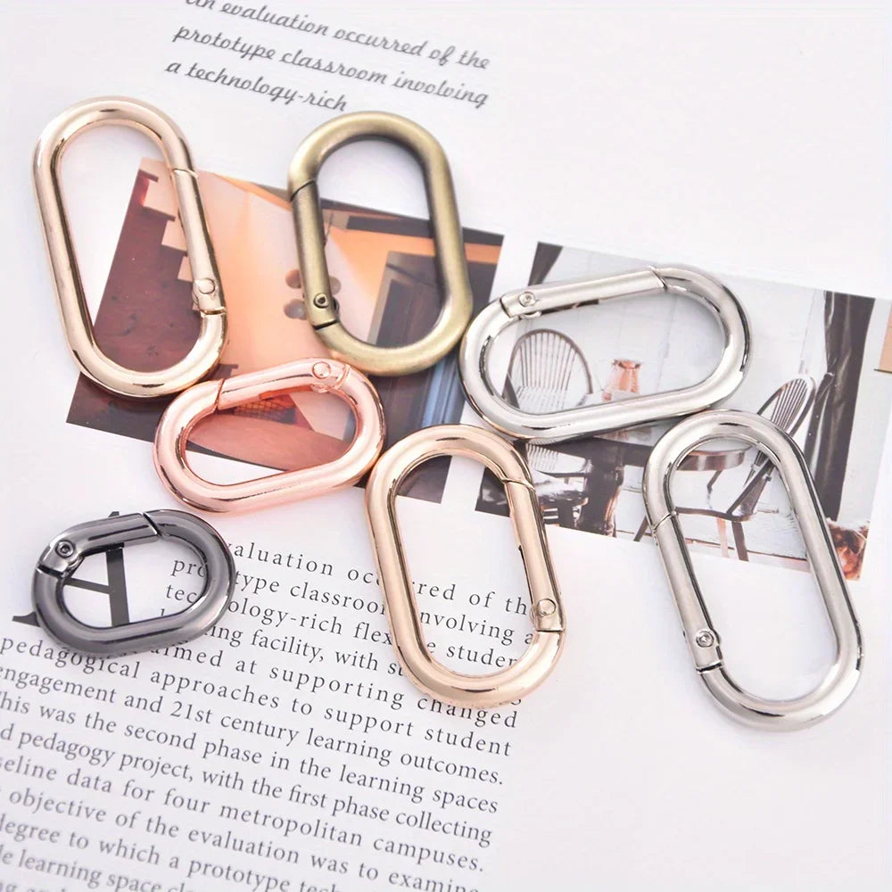 5pcs Metal Oval O Ring Spring Clasp Openable Round Carabiner Keychain Clips Hook Dog Chain DIY Jewelry Buckle