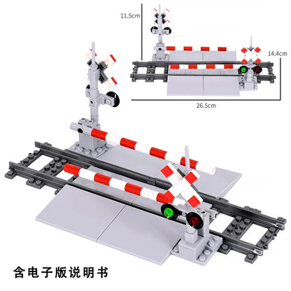 City Trains Railway Flexible Tracks Forked Straight Curved Rails Switch Kids DIY Building Block Bricks Track Toys For Children