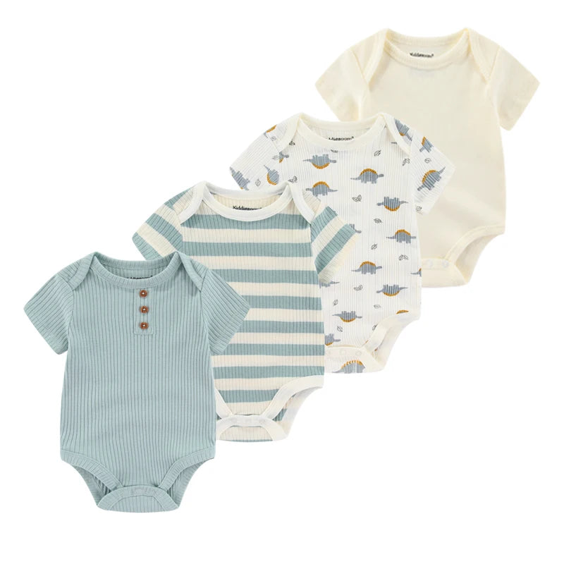 4pieces Newborn Baby Boy Clothes Cartoon Cotton Romper Summer Short