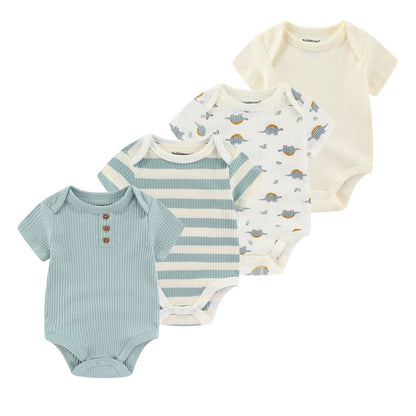 4pieces Newborn Baby Boy Clothes Cartoon Cotton Romper Summer Short