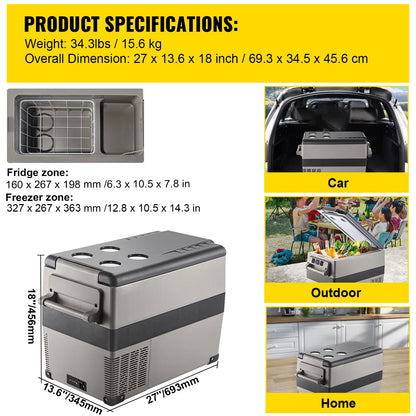 SucceBuy 20L 22L 35L 45L 55L Car Refrigerator Mini Fridge Freezer Portable Compressor Cooler DC 110-240V Ice Box for Camping