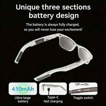4K Camera Glasses with AI Smart Features That Support Real-Time Translation And Object Recognition, Open-Ear Audio, Ultra-Light Design, And Up to 8 Hours of Battery Life for Outdoor Cycling, Work, Travel