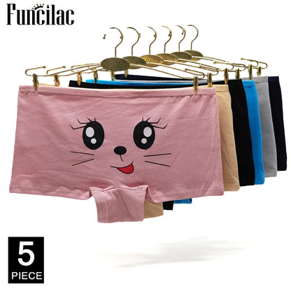 Cotton Underwear Women Girls Shorts Boxers Ladies Panties Sexy Floral Boyshort Knickers M L XL 5 Pcs/lot