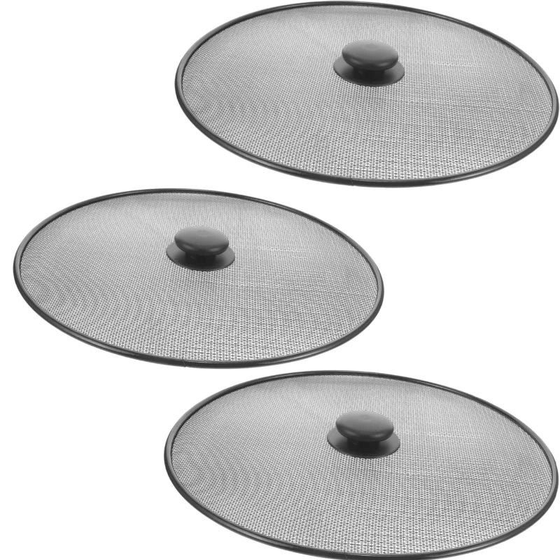 3Pcs 11.5inch Healifty Splatter Shield for Frying Pan Grease Screen for Frying Pan Splatter Guard Stainless Cover Cooking Screen