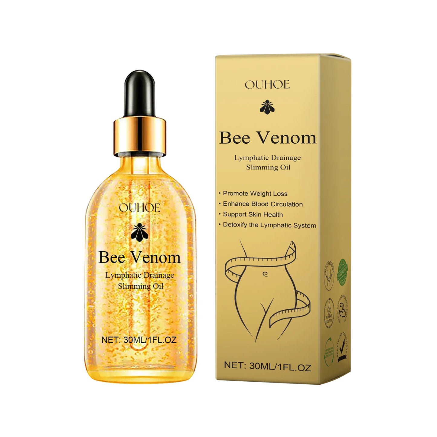 Bee Venom Slimming Oil Lymphatic Drainage Weight Loss Body Firming Tightening Hydrating Fat Burning Anti Cellulite Massage Oil