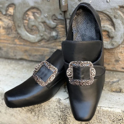 2026 New Men's Shoes Victoria Retro Women High Heels Medieval Renaissance Role Playing Party Shoes Chunky Heel Men Leather Shoes