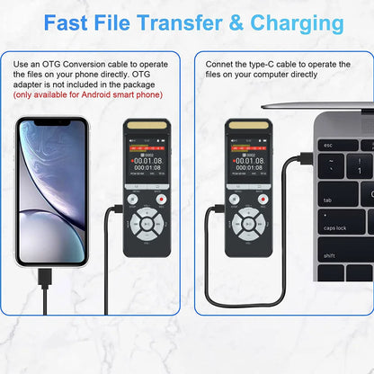 Professional Voice Recorder 9126KBPS Hi-Res Audio for Interview Meeting Lecture Evidence Collection Noise Reduction AI Recorder