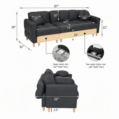 86.61-inch Fabric Sofa Convertible Into A Sofa Bed And Equipped With Storage Function Suitable For Use In Meeting Rooms Living Rooms And Bedrooms