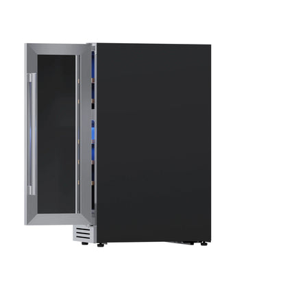 Wine Fridge Cooler 12 Inch Wine Fridge Hold 17 Bottles, Wine Refrigerator Glass Door Built-in Wine Storage Cabinet For Home Kitchen Bar