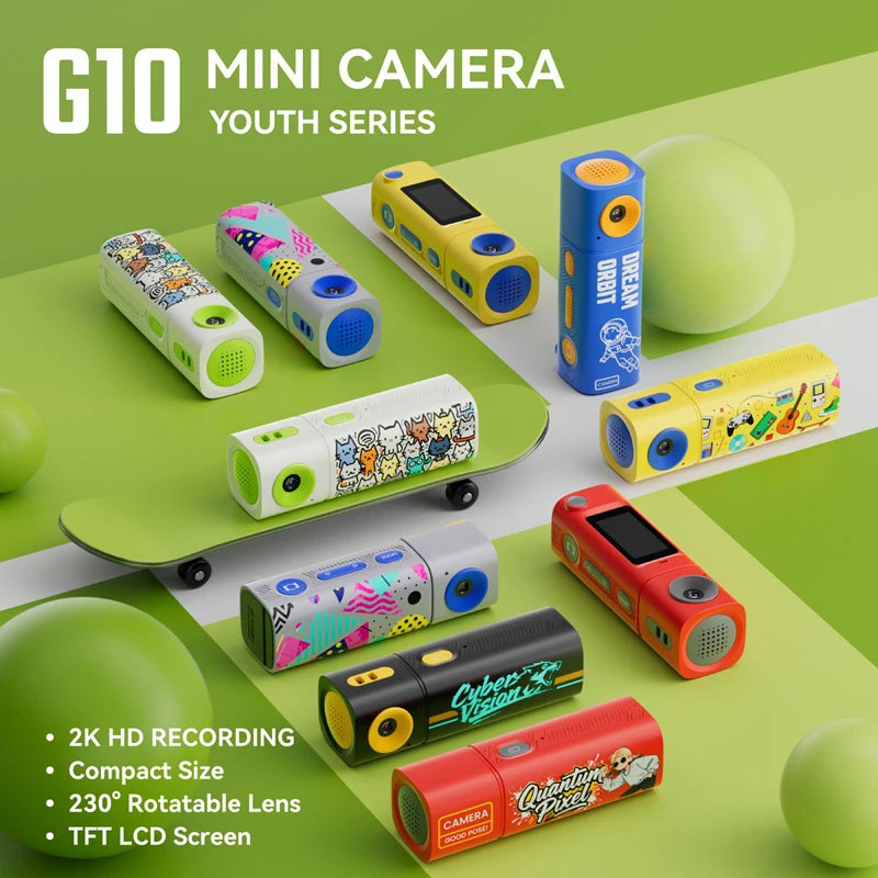 Lenovo G10 Lipstick CCD 2K Mini Thumb Camera Student Action Camera 61° HD Wide-angle Photo Video Recorder in DOPAMINE Colorway