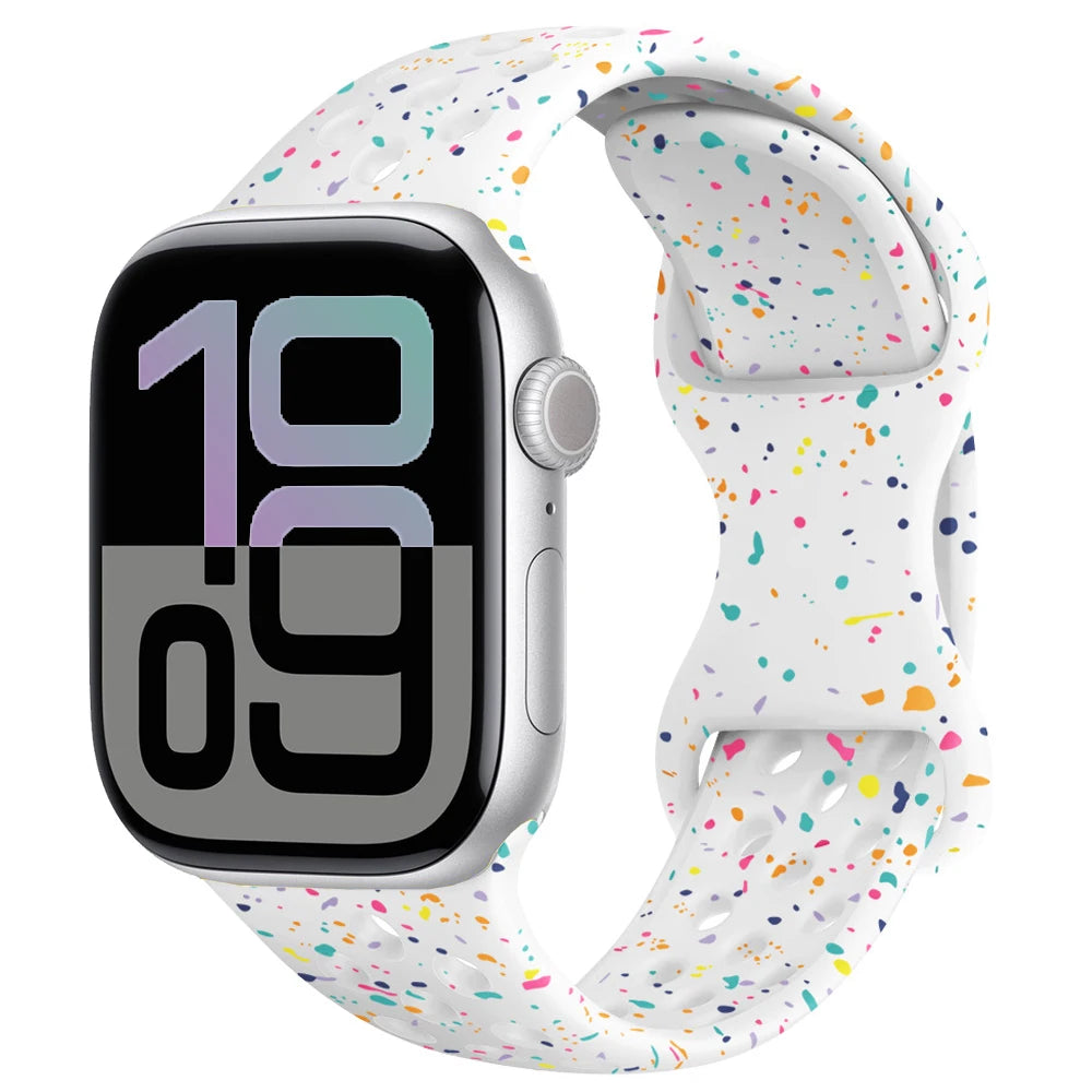 Silicone Strap For Apple Watch 11 10 9 8 7 46mm 45mm 42mm 41mm Ultra 3/2 49mm Breathable Bracelet Wristband iWatch 6 5 4 SE 44mm