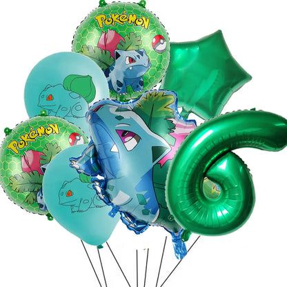 7Pcs/Set Pokemon Balloon Set Pikachu Charmander Cartoon Aluminum Foil Balloons Party Decoration Props Toy Anime Birthday Party