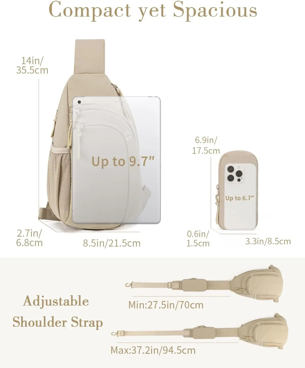 Sling Bag Nylon Crossbody Bags For Women with Anti-theft RFID Blocking Pocket Cross Body Purse Adjustable Shoulder Strap