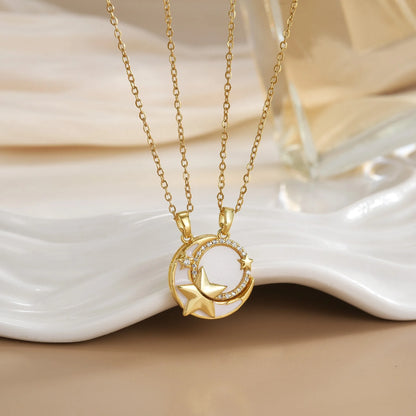 LATS New Stainless Steel Magnetic Sun Moon Couple Necklace Fashion Chain for Men and Women Good Friend Gifts Trend Jewelry