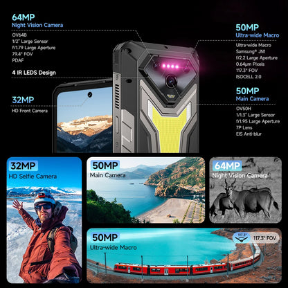 Ulefone Armor 34 Pro Plus 5G AI Rugged Phone  6.95" 25500mAh 32GB+512GB Built-in Projector 120Hz NFC Dimensity 7400X Smartphone
