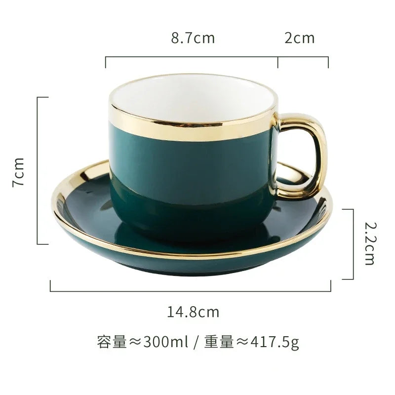 Luxury Forest Green Ceramic Dinnerware Set Include Shallow Plates Rice Soup Bowls Fish Dish And Spoon