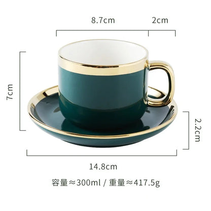 Luxury Forest Green Ceramic Dinnerware Set Include Shallow Plates Rice Soup Bowls Fish Dish And Spoon