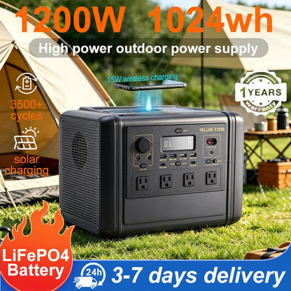 GSIKE 1200W PRO Power Station Solar Generator Pure Sine Wave Inverter AC/DC/USB Outputs LiFePO4 Battery UPS for Home Camping RV Emergency
