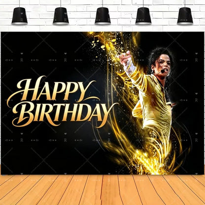 Michael Jacksons Birthday Party Decorations Fans Party Supplies Cake Topper Balloons Background Photo Studio Photography Props