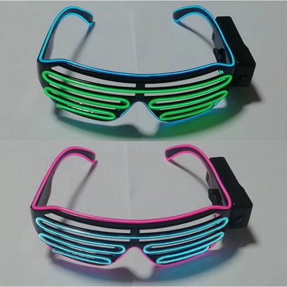 Wireless LED Glowing Glasses Cool Colorful Neon Glasses Double Colors Glow-in-the-dark Luminous Glasses Halloween Costumes