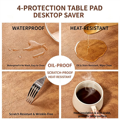 Double-sided Two-tone PU Desk Mat, Reversible Waterproof Oil-proof Leather Pad for Laptop & Mouse