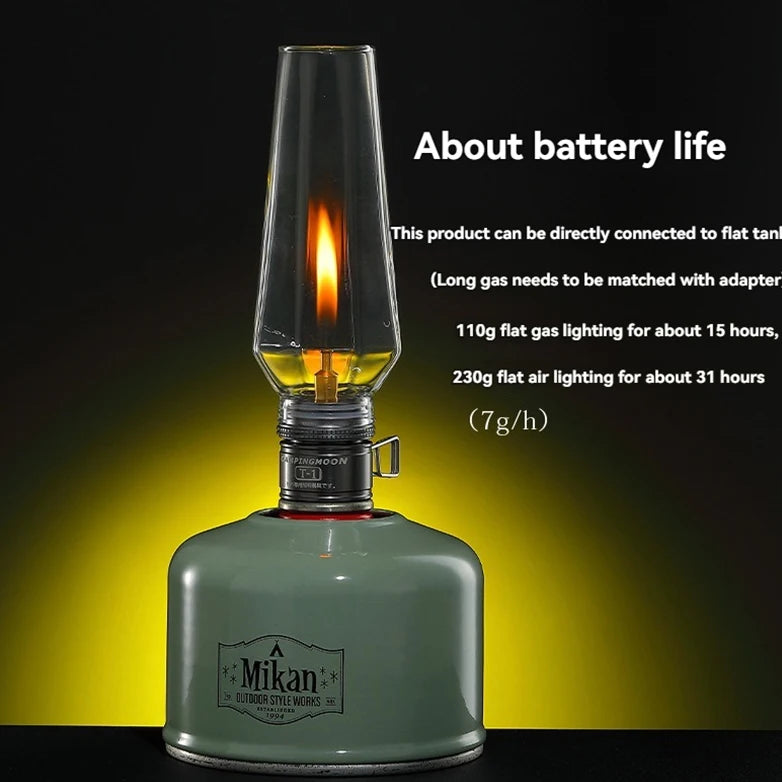 CAMPINGMOON T-1 Outdoor Gas Coreless Candle Lamp Gasification Tent Gas Lamp Atmosphere Camping Flat Gas Candle Lamp