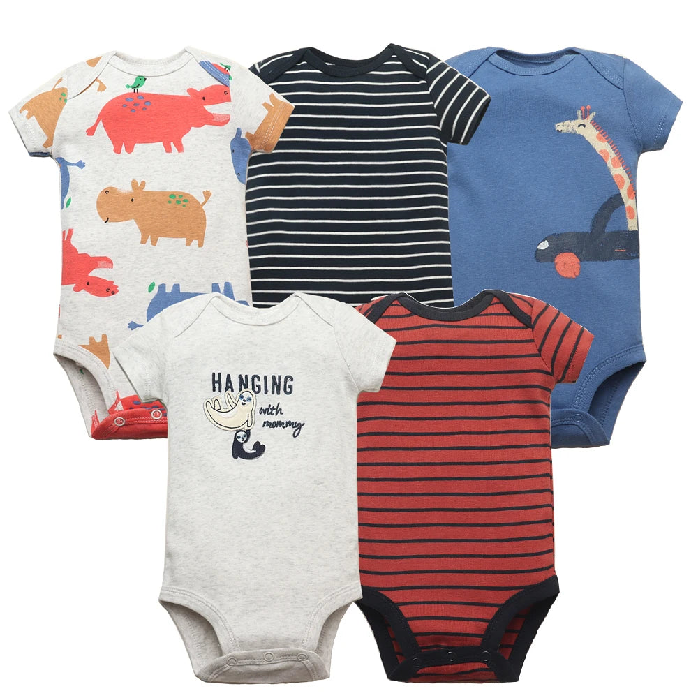 Newborn Boys Romper 2024 New Summer Cotton Baby Jumpsuit Infant Soft Baby 5 pieces Cartoon Baby Boy Clothes 0 to 24 Months