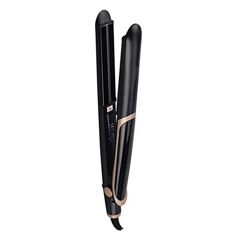 2-in-1 salon-grade ceramic plate hair straightener LCD display tourmaline infrared electric hair straightener comb