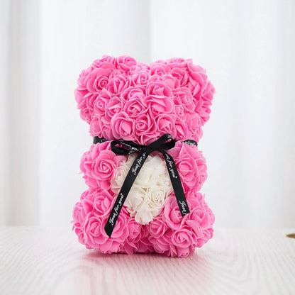 Rose Flower Bear Hand Made Rose Teddy Bear Gifts for Women Valentine's Day Mothers Day Wedding Anniversary