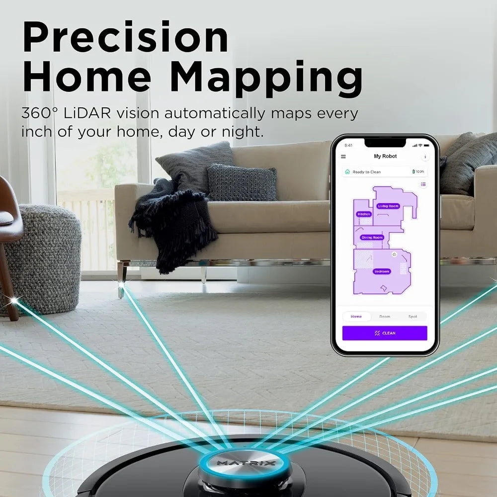 Matrix Self-Empty Robot Vacuum for Carpets and Hardfloors with 45-Day Capacity Bagless Base - Certified Refurbished