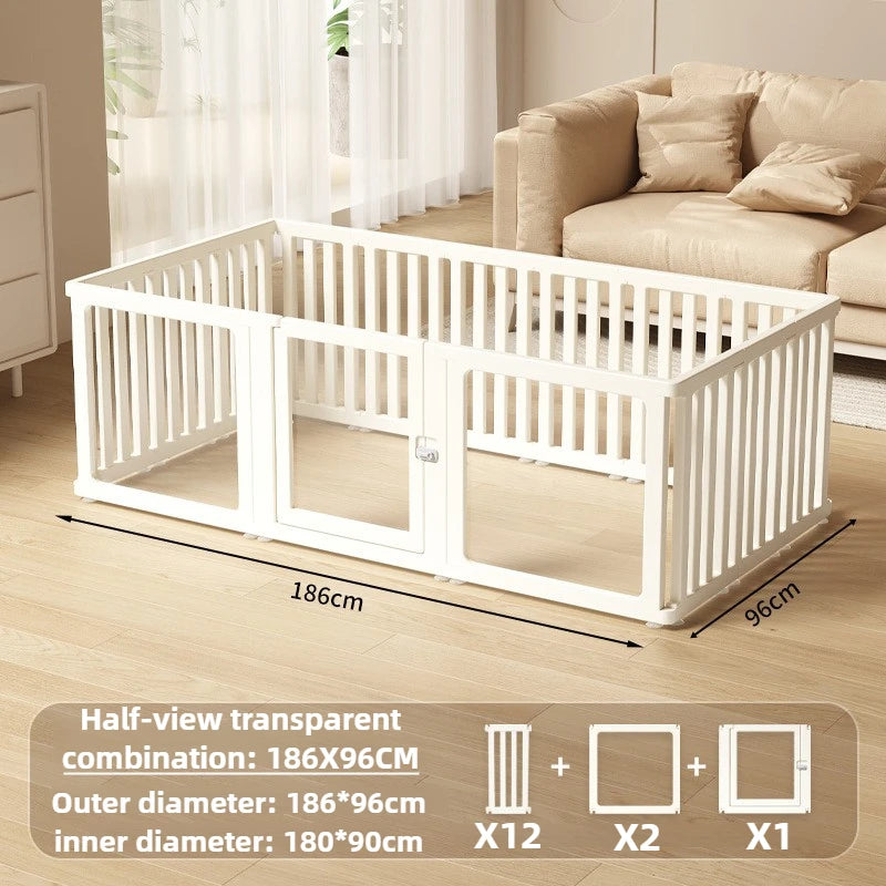 Indoor Playpen Dog Fence Cage with Gate Big Portable Dog Fences Acrylic Transparent Panel Pet Fences Household Puppy Supplies