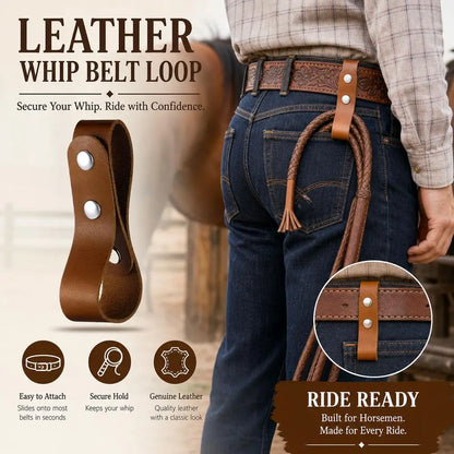 Equestrian Leather Whip Hanger Belt Loop Secure Snap Fastener Strap for Horse Riding Crops & Tack Room Organization