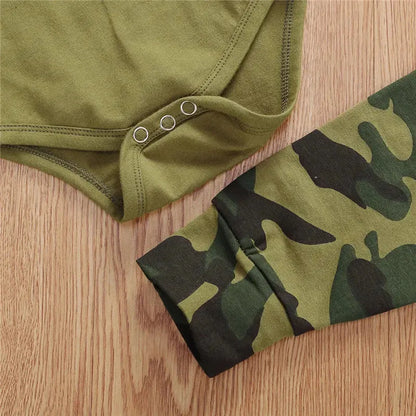 0-24months Baby 3pcs Outfits Short Sleeve Romper Tops Long Pants Hat/Headband Outfit For Infant Boys And Girls Camouflage Set